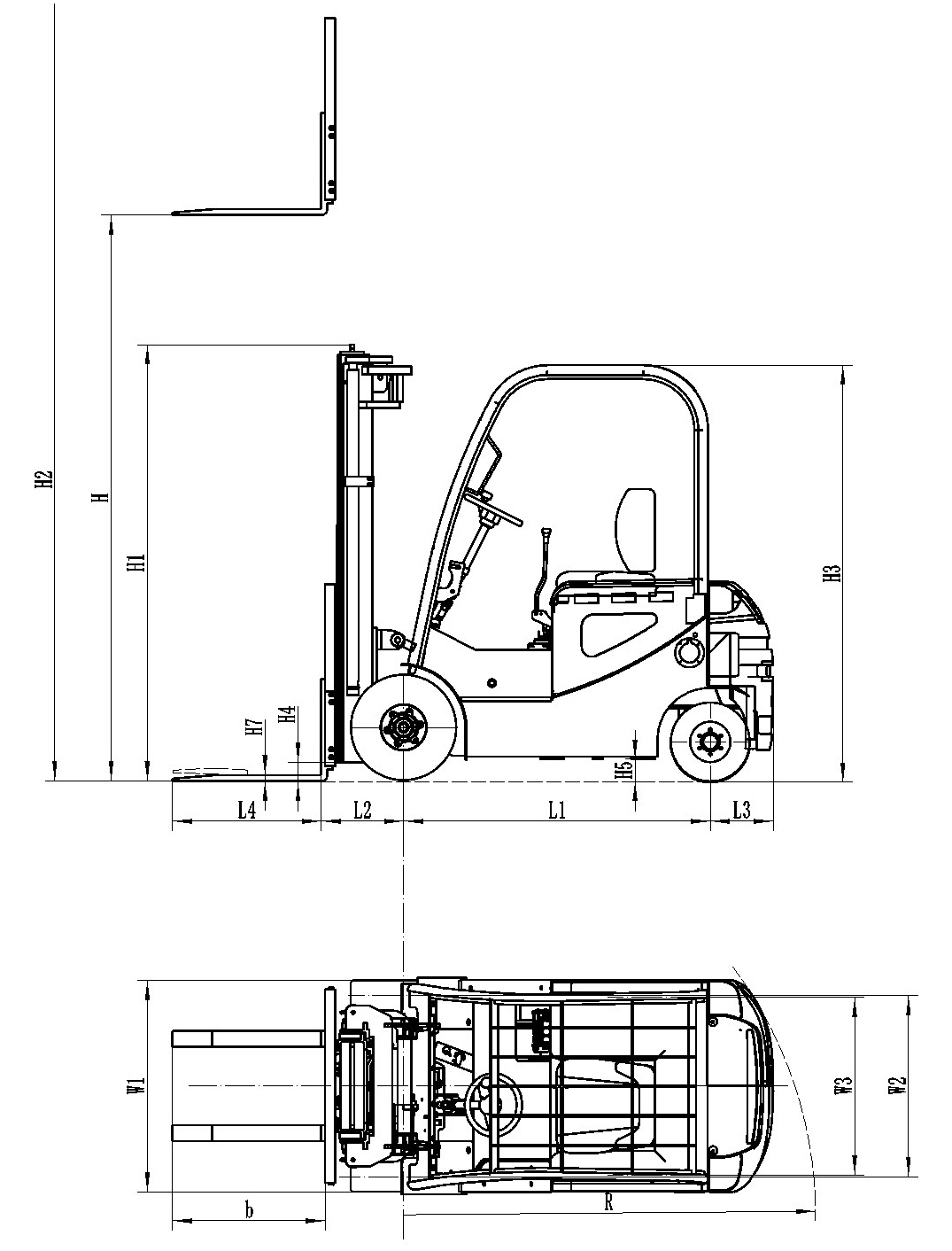 Dessins d'ensemble du chariot élévateur électrique